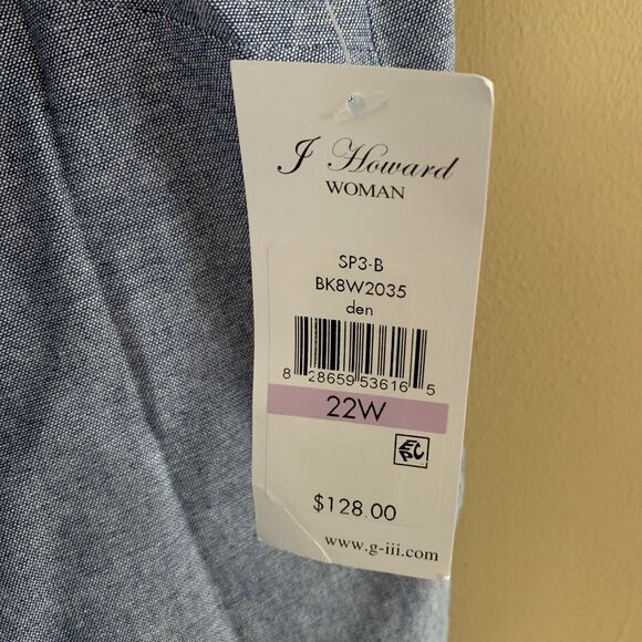 NWT JESSICA HOWARD WOMAN Size 22W Blue Off The Shoulder Blouse Top Shirt A3 - Picture 4 of 9